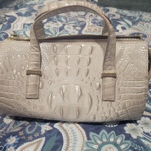 Brahmin Cream Crocodile Embossed Satchel